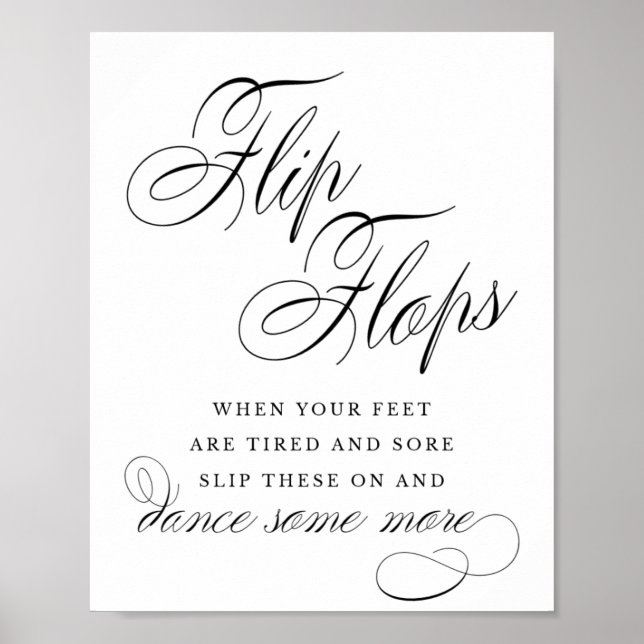 Poster Élégantes tongs Noir Calligraphie | Symbole favori (Devant)