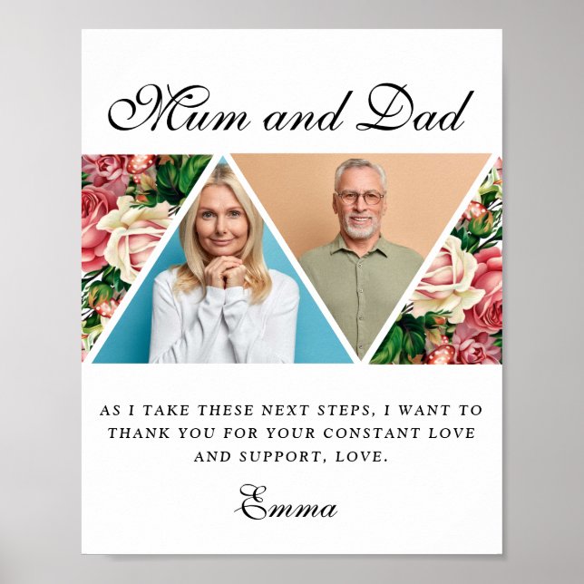 Poster Élégants parents de la mariée Cadeau Merci cadeau  (Devant)