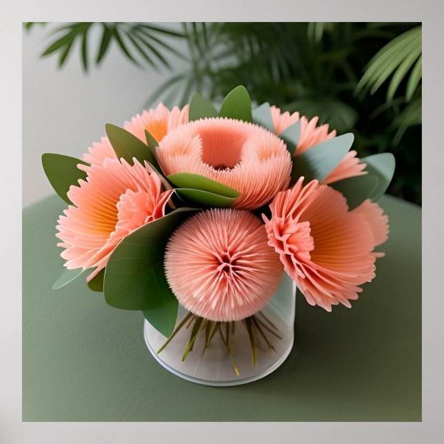 Poster Élégants Roses coralliens (Devant)