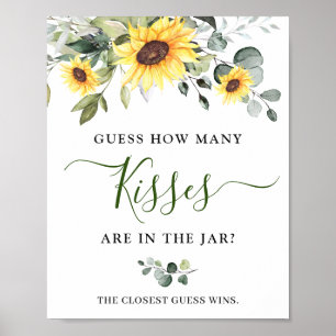 Poster Élégants Tournesols Eucalyptus Baby Shower