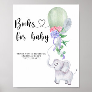 Poster Élément à l'aquarelle Éléphant & Ballon - livres p