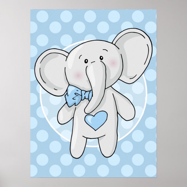 Poster Élément Bleu - Garçon Chambre Bébé Nursery (Devant)