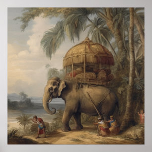Poster Élément Cérémonial Antique et Howdah Doré