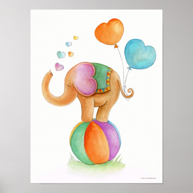 Poster Élément cirque fantaisiste éléphant sur une affich (Devant)
