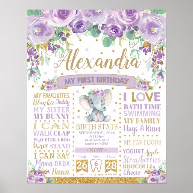 Poster Élément de naissance de l'éléphant violet - Statis (Devant)