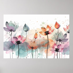 Poster éléments botaniques art floral abstrait