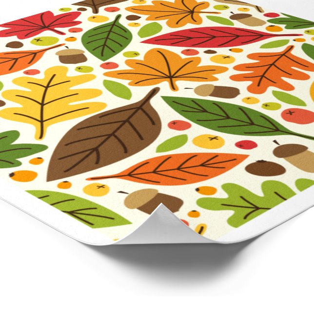 Poster Éléments de feuilles d'automne mignonnes (Coin)
