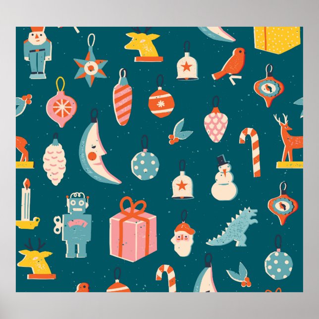 Poster Éléments de Noël Jeu de vacances d'hiver (Devant)