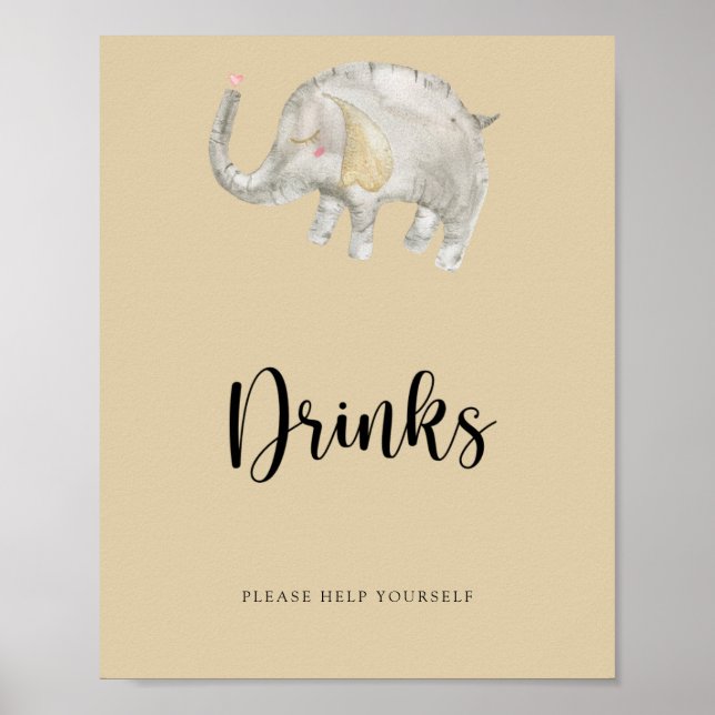 Poster Elephant Balloon Boissons vous aider (Devant)