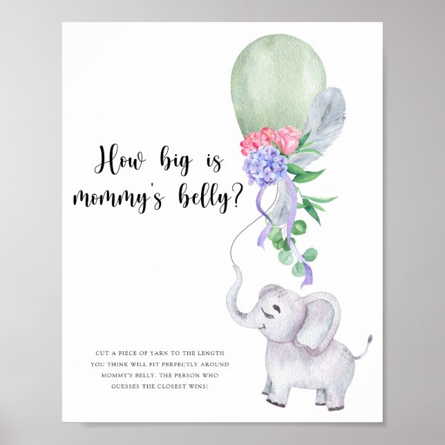 Poster Elephant & Balloon Quelle taille est le jeu du ven (Devant)