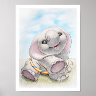 Poster Eléphant bébé avec pouponnière à houle Imprimer