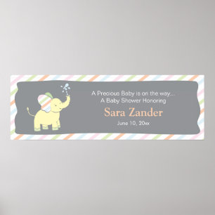 Poster Eléphant bébé   Bannière Baby shower