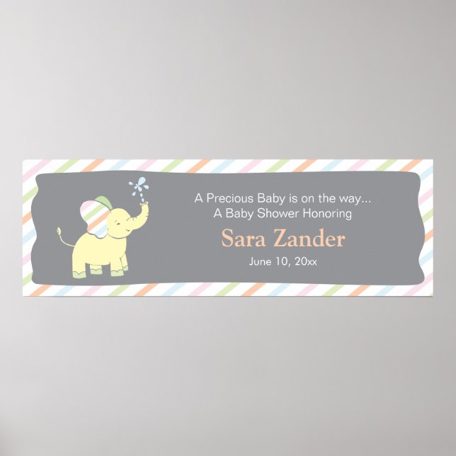 Poster Eléphant bébé | Bannière Baby shower (Devant)