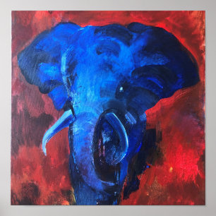 Poster éléphant bleu, image de Ganesha, avec happ