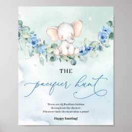 Poster Eléphant bleu poussiéreux floral Le Pacifique chas