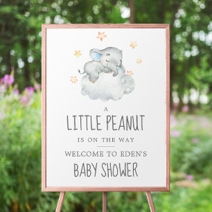 Poster Elephant Boy Little Peanut Baby shower Bienvenue