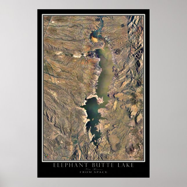 Poster Elephant Butte Lake Nouveau-Mexique De L'Espace (Devant)