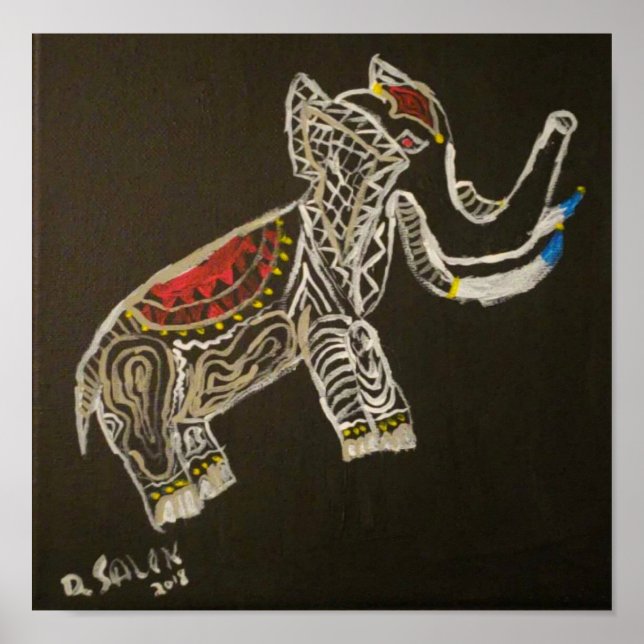 Poster Eléphant chanceux (Devant)