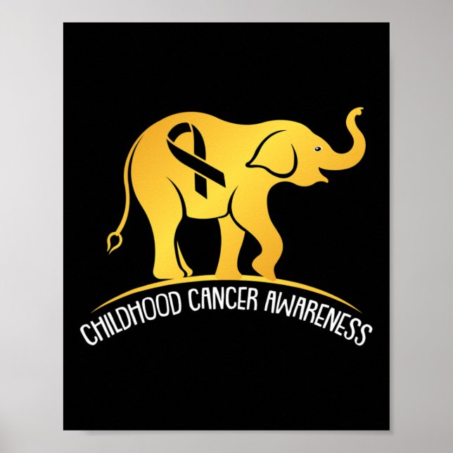 Poster Elephant Childhood Cancer Awareness Ribbon Warrier (Devant)