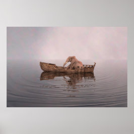 Poster Eléphant dans un bateau