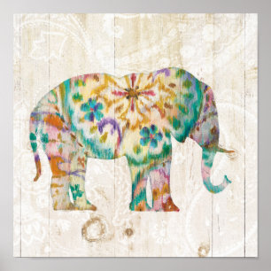 Poster Éléphant de Boho Paisley I