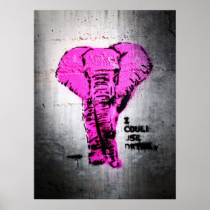 Poster Elephant de graffiti rose