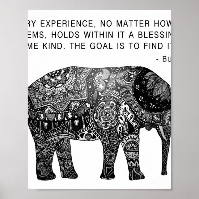 Poster Eléphant de la Sagesse Bouddha (Devant)