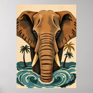 Poster Eléphant de l'île Majestic - Tropical Tusked Giant