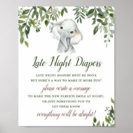 Poster Élephant de verdure Late nuit Diapeurs Signe