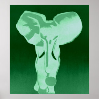 Poster Eléphant en vert