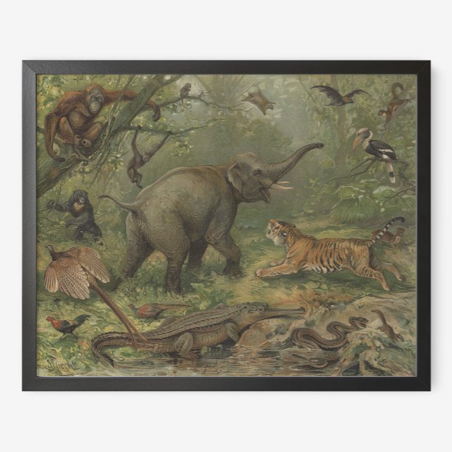 Poster Elephant et amis animaux (Créateur téléchargé)