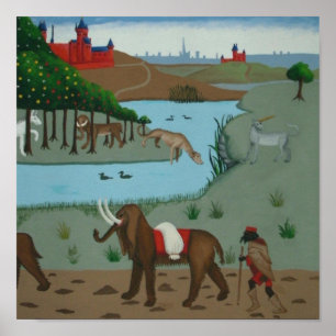 Poster Elephant et licorne