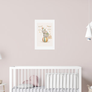 Poster Éléphant fantaisiste sur une balle