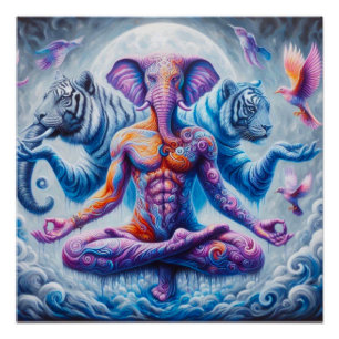 Poster Eléphant homme spirituel