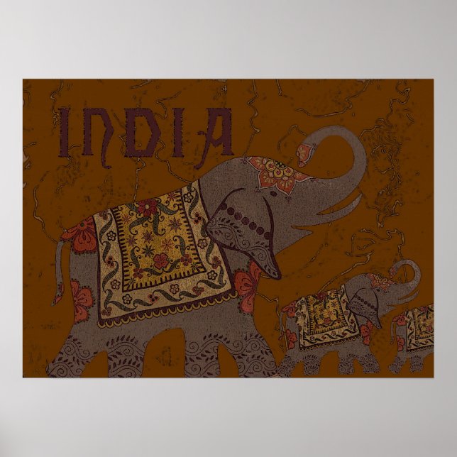 Poster Eléphant indien (Devant)