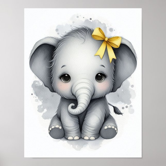 Poster Elephant Jungle Nursery Wall Art (Devant)