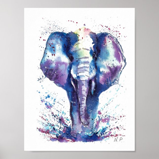 Poster Elephant  Kids art (Devant)