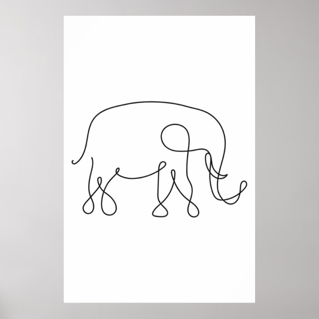 Poster Eléphant Line Art (Devant)