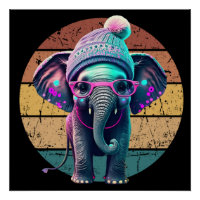 Eléphant mignon bébé avec Beanie et lunettes roses