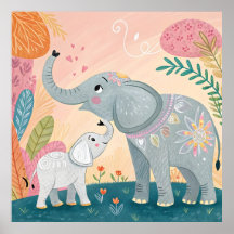 Elephant Mom and Baby