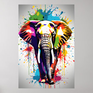 Poster Eléphant Mur Art, Animal Wildlife Splatart