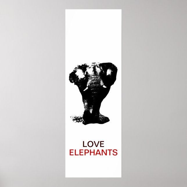 Poster Eléphant noir et blanc Eléphant Pop Art (Devant)
