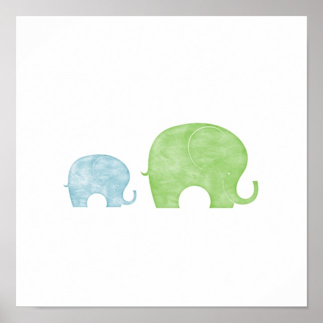 Poster Eléphant Parent & Bébé (Devant)