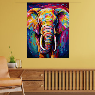 Poster éléphant peint de couleurs vives