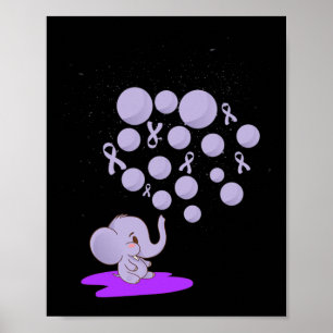 Poster Eléphant Poussant Des Lons Violets Surdose