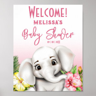 Poster Elephant Safari Tropical Jungle Baby shower
