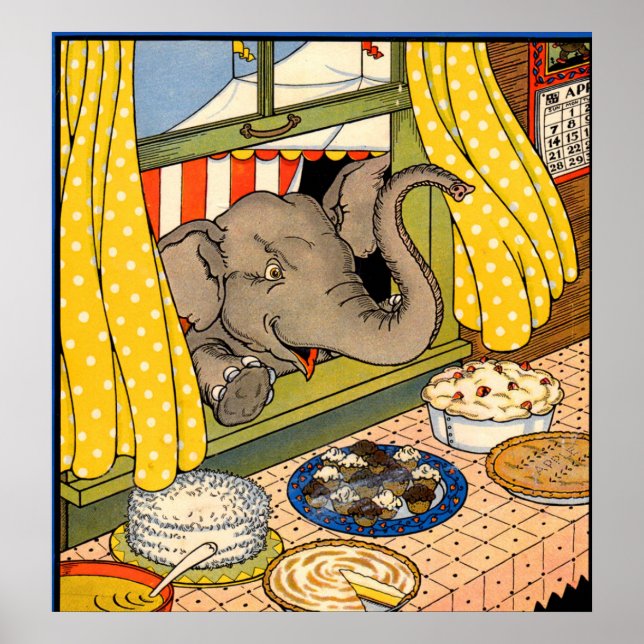 Poster éléphant se balançant la tête par la fenêtre (Devant)