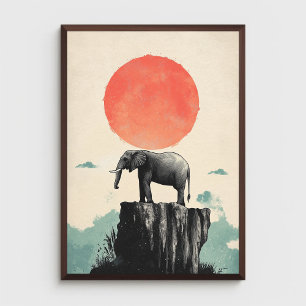 Poster Elephant sur Rock Animal Nature Faune Esthétique