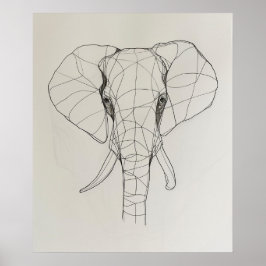 Poster Eléphant Tête minimaliste