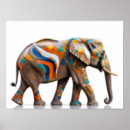 Poster Eléphant vibrant - Art coloré Abstrait